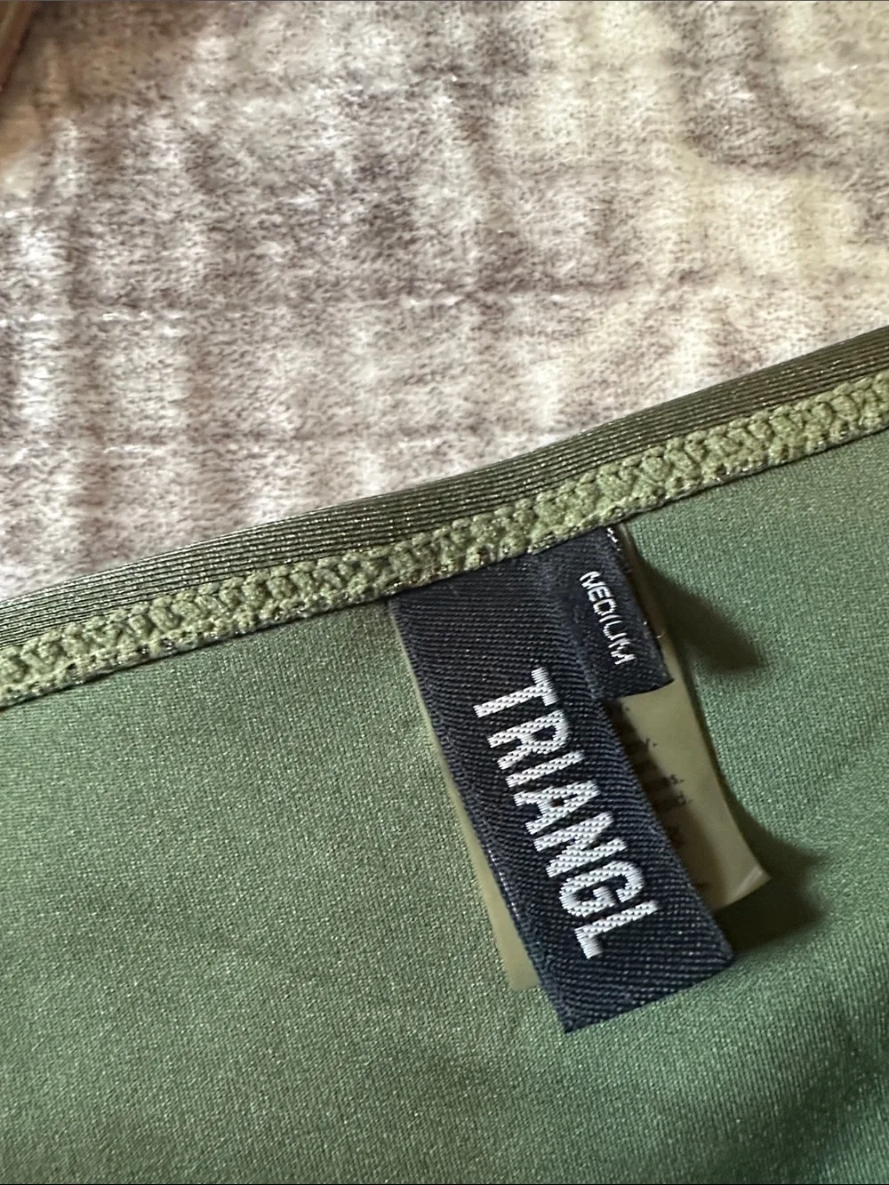 triangl swimwear Floral Strapless Bikini Top with Olive Green Bottoms